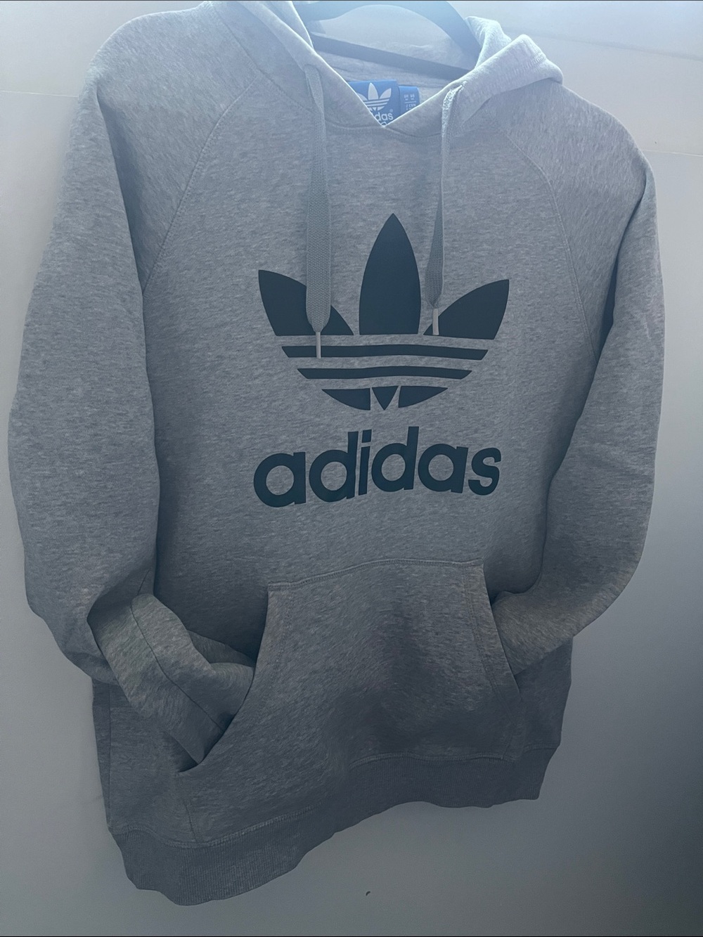 adidas Gray Hoodie with Black Trefoil Logo
